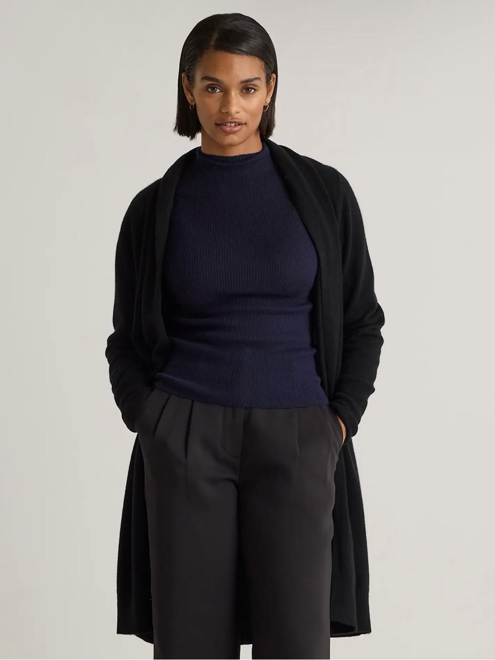 Quince Mongolian Cashmere Duster Cardigan Sweater Black Size XS